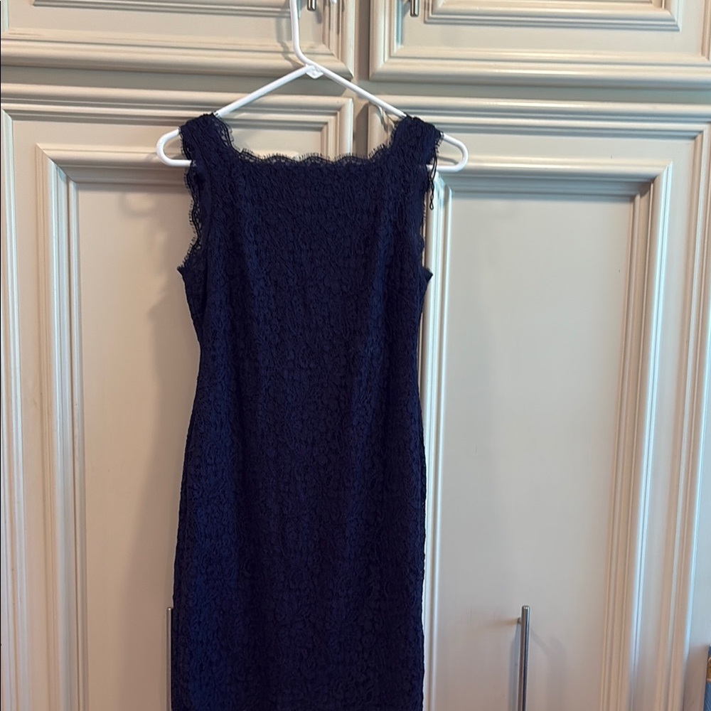 Adrianna Papell Blue Sheath Dress Square Neck Sleeveless